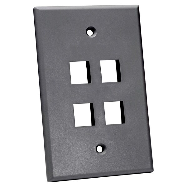 Quest Technology International Oversized Keystone Wall Plate, Single-Gang - 4 Ports, Gray NFP-5040 - main